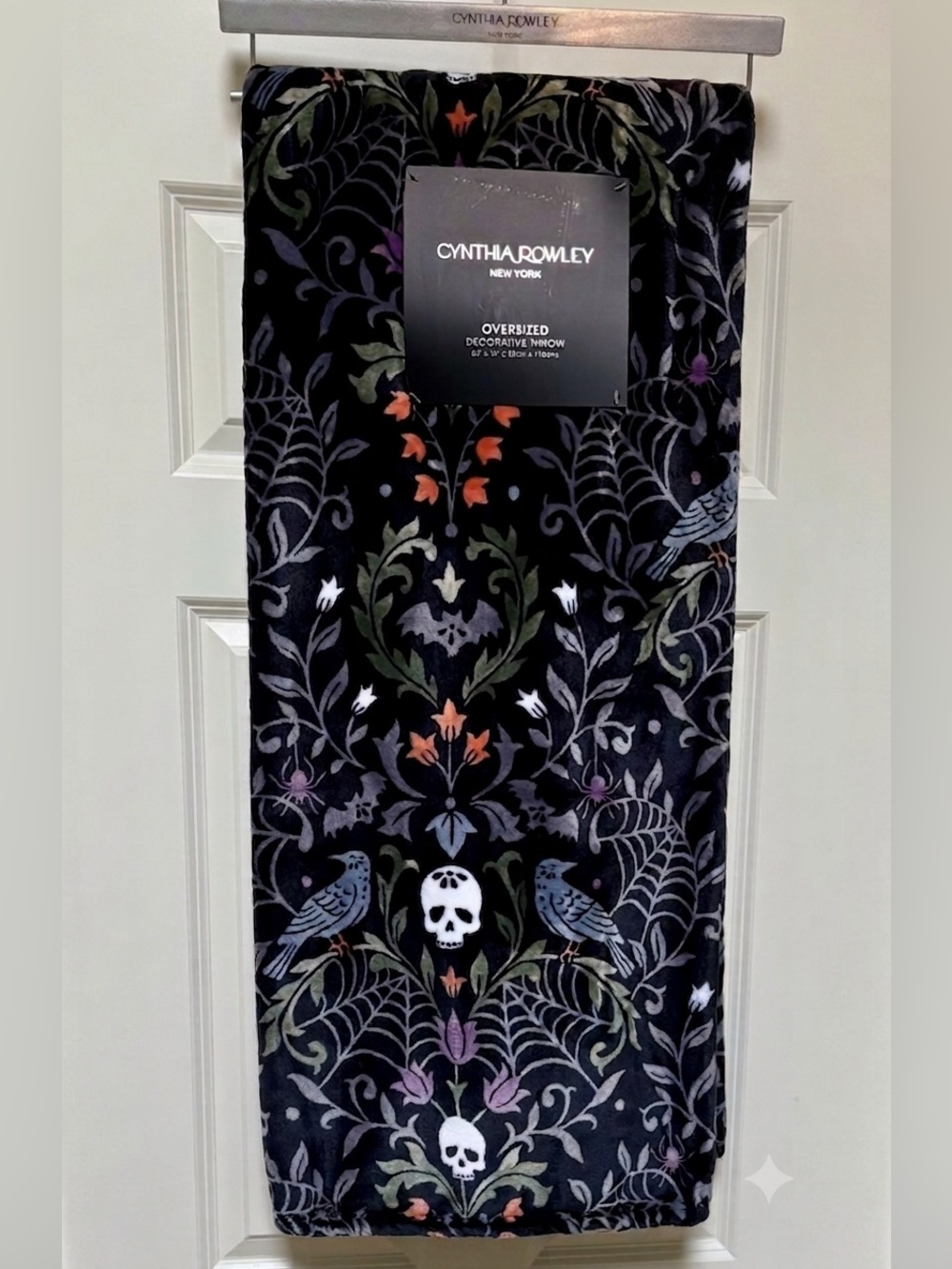 Cynthia Rowley Black Skull & Bird Decorative HalloweenThrow